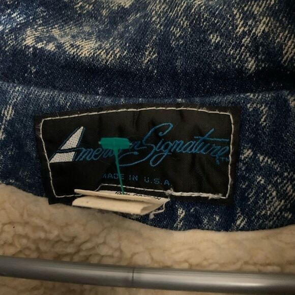 American signature vintage 80s acid wash denim bomber jacket size medium. - Picture 3 of 11